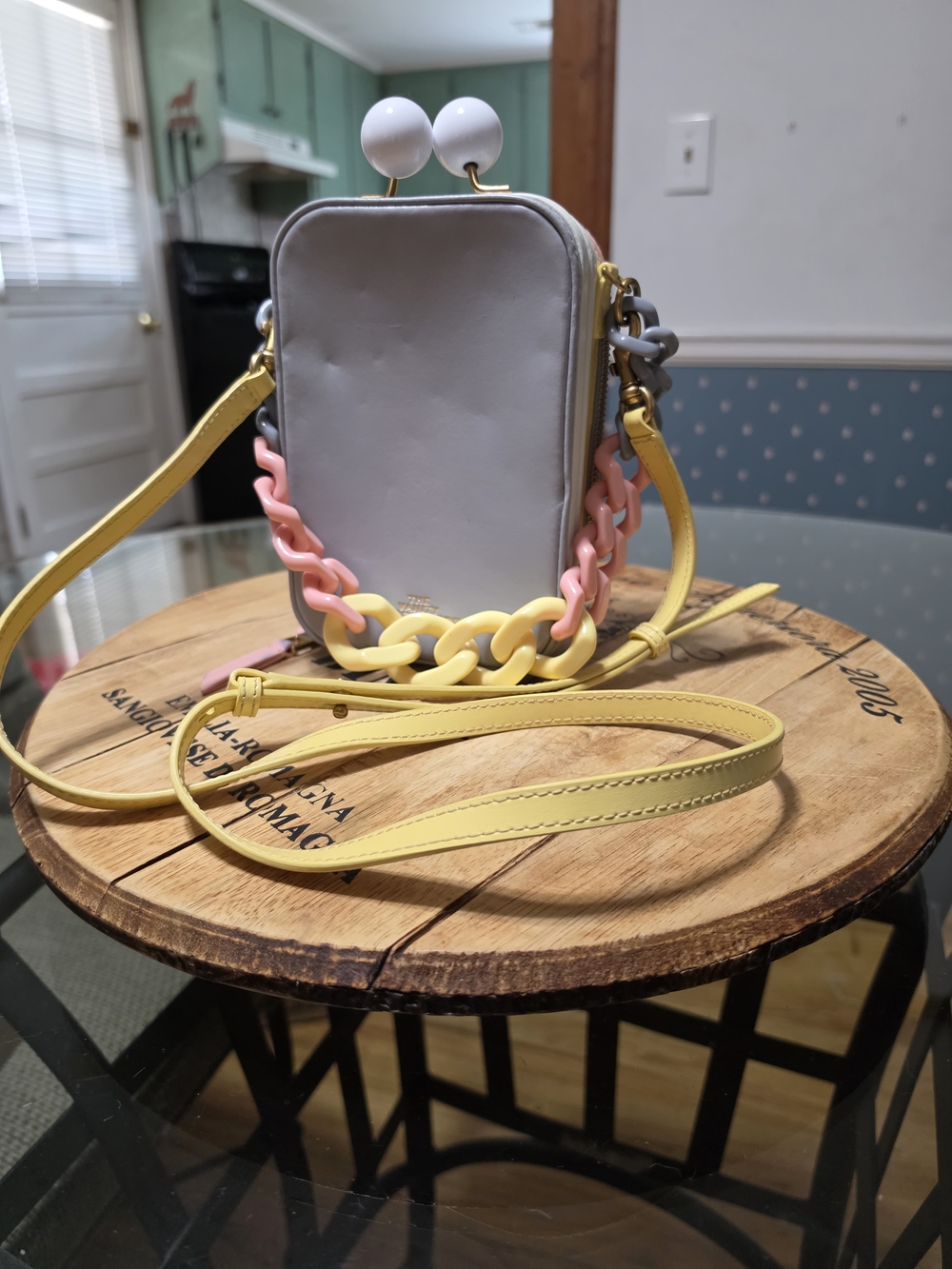 Pink & Yellow Chain Strap Crossbody Bag - Picture 15 of 15